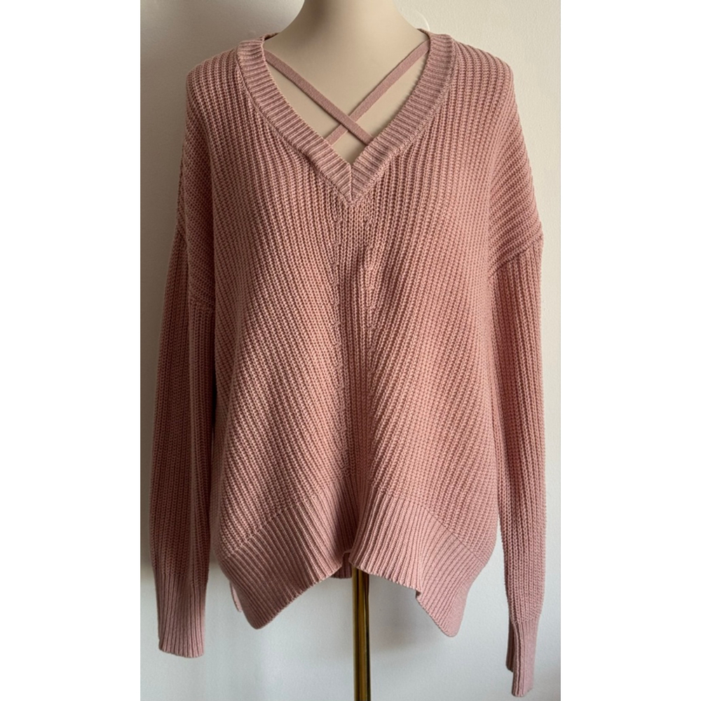 Women's Free for All Pink V-Neck Sweater Size L